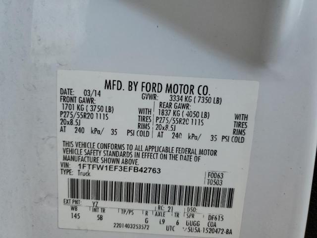 Photo 10 from auction – 2014 FORD F150 SUPER with VIN 1FTFW1EF3EFB42763