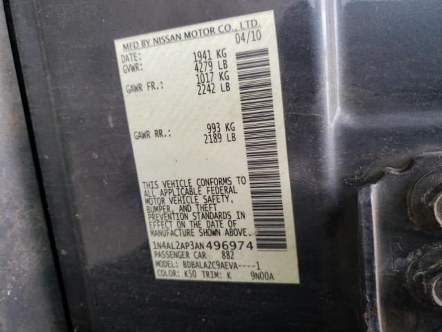 Photo 10 from auction – 2010 NISSAN ALTIMA with VIN 1N4AL2AP3AN496974