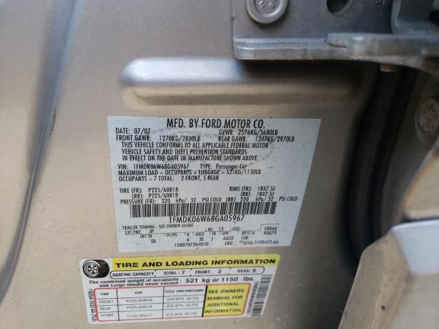 Photo 10 from auction – 2008 FORD TAURUS X L with VIN 1FMDK06W68GA05967
