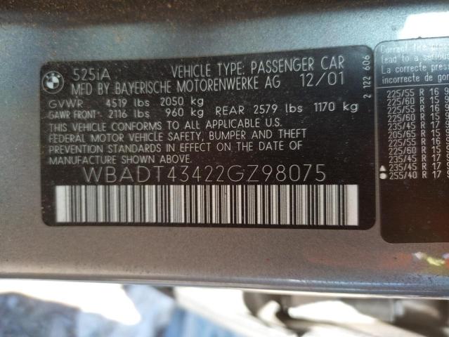 Photo 10 from auction – 2002 BMW 525 I AUTO with VIN WBADT43422GZ98075