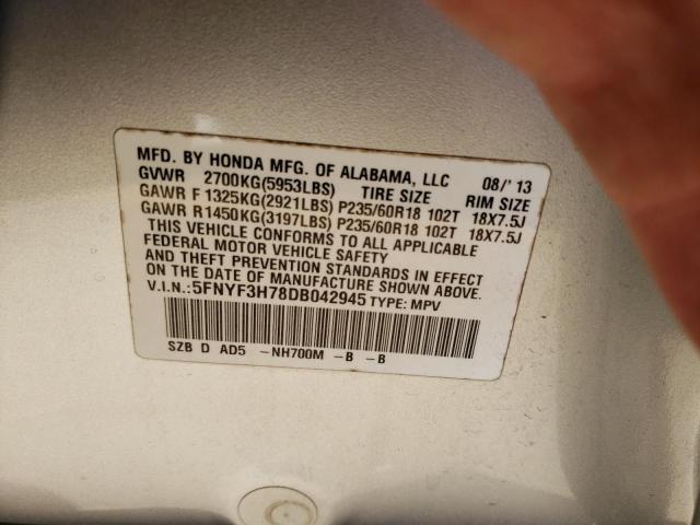 Photo 10 from auction – 2013 HONDA PILOT EXLN with VIN 5FNYF3H78DB042945