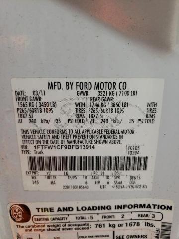 Photo 10 from auction – 2011 FORD F150 SUPER with VIN 1FTFW1CF9BFB13914