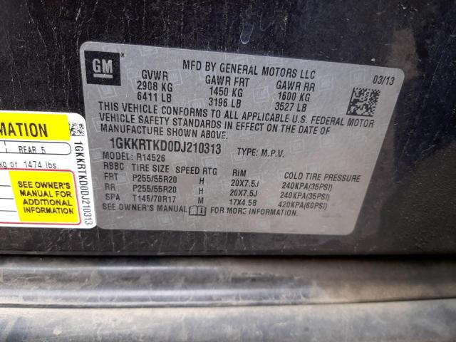 Foto 10 de la subasta – 2013 GMC ACADIA DEN con VIN 1GKKRTKD0DJ210313