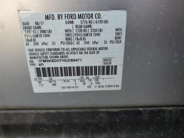 Photo 10 from auction – 2017 FORD EXPLORER X with VIN 1FM5K8DH7HGD88471