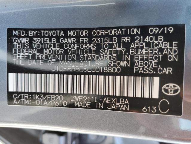 Photo 10 from auction – 2020 TOYOTA COROLLA LE with VIN JTDEBRBE5LJ018800