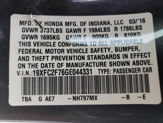 Photo 10 from auction – 2016 HONDA CIVIC EX with VIN 19XFC2F76GE044331