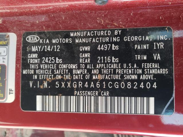 Photo 10 from auction – 2012 KIA OPTIMA SX with VIN 5XXGR4A61CG082404