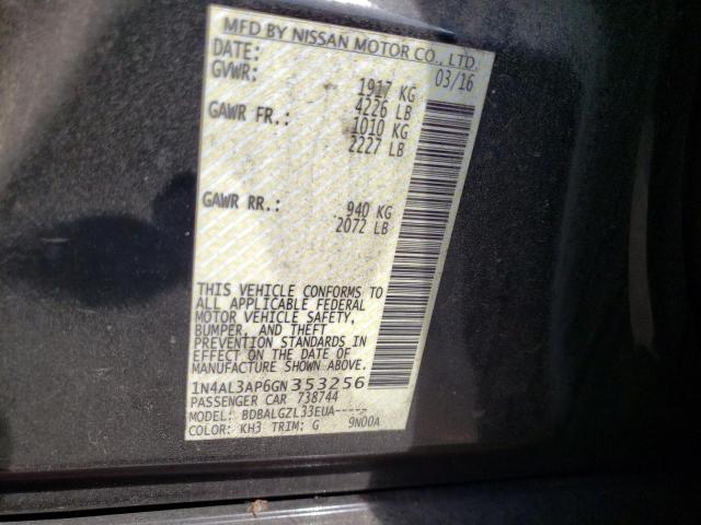Photo 10 from auction – 2016 NISSAN ALTIMA 2.5 with VIN 1N4AL3AP6GN353256