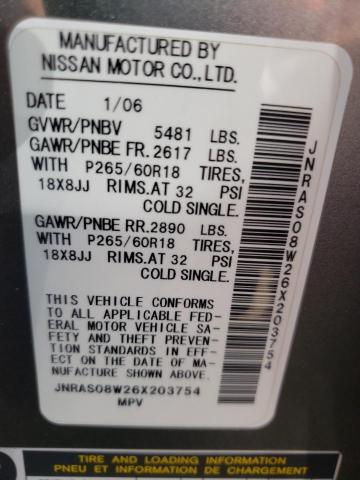 Photo 10 from auction – 2006 INFINITI FX35 with VIN JNRAS08W26X203754