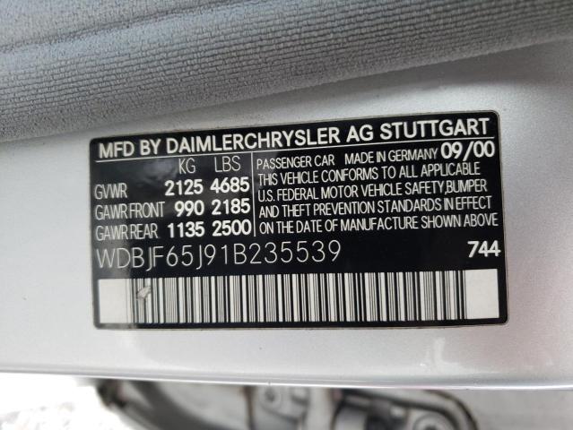 Photo 10 from auction – 2001 MERCEDES-BENZ E 320 with VIN WDBJF65J91B235539