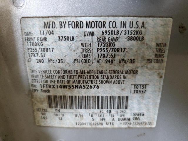 Photo 10 from auction – 2005 FORD F150 with VIN 1FTRX14W55NA52676