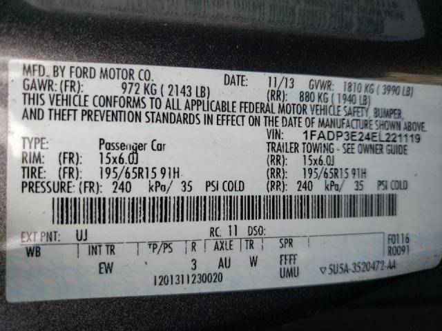 Photo 10 from auction – 2014 FORD FOCUS S with VIN 1FADP3E24EL221119