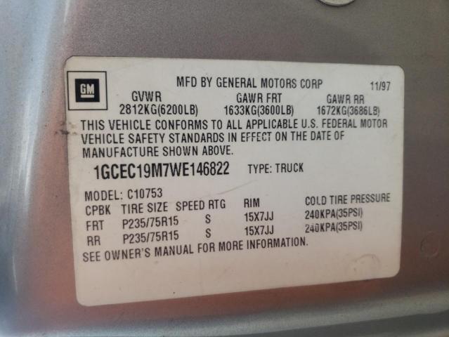 Photo 10 from auction – 1998 CHEVROLET GMT-400 C1 with VIN 1GCEC19M7WE146822