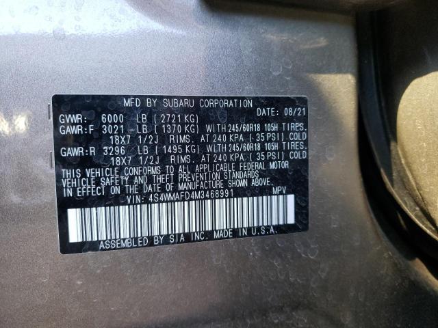 Photo 10 from auction – 2021 SUBARU ASCENT PRE with VIN 4S4WMAFD4M3468991