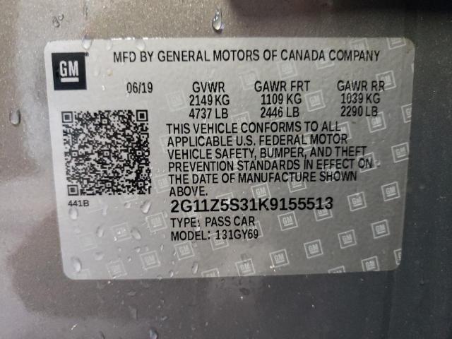 Photo 10 from auction – 2019 CHEVROLET IMPALA LT with VIN 2G11Z5S31K9155513