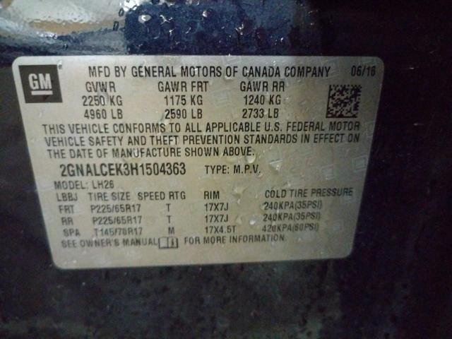 Photo 10 from auction – 2017 CHEVROLET EQUINOX LT with VIN 2GNALCEK3H1504363