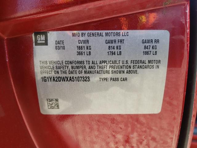 Photo 10 from auction – 2010 CHEVROLET CORVETTE with VIN 1G1YA2DWXA5107323