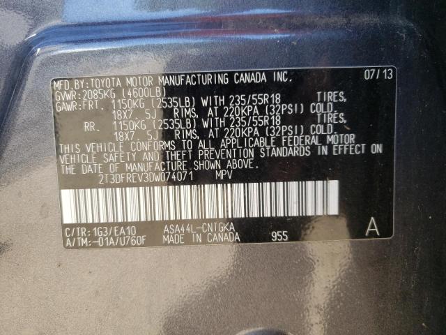 Photo 10 from auction – 2013 TOYOTA RAV4 LIMIT with VIN 2T3DFREV3DW074071