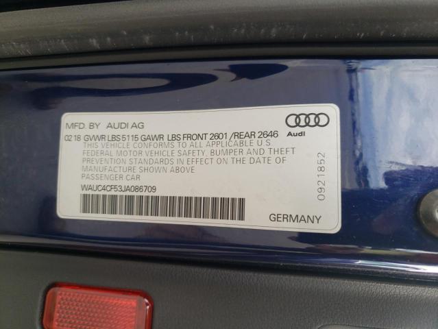 Photo 10 from auction – 2018 AUDI S5 PRESTIG with VIN WAUC4CF53JA086709
