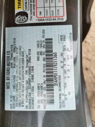 Photo 10 from auction – 2007 FORD FUSION SE with VIN 3FAHP01117R211360