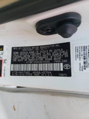 Photo 10 from auction – 2012 TOYOTA CAMRY BASE with VIN 4T1BF1FKXCU515232