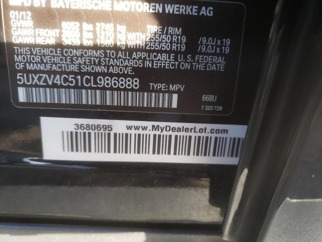 Photo 10 from auction – 2012 BMW X5 XDRIVE3 with VIN 5UXZV4C51CL986888