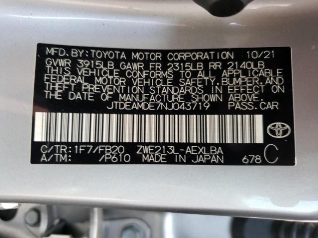Photo 10 from auction – 2022 TOYOTA COROLLA LE with VIN JTDEAMDE7NJ043719