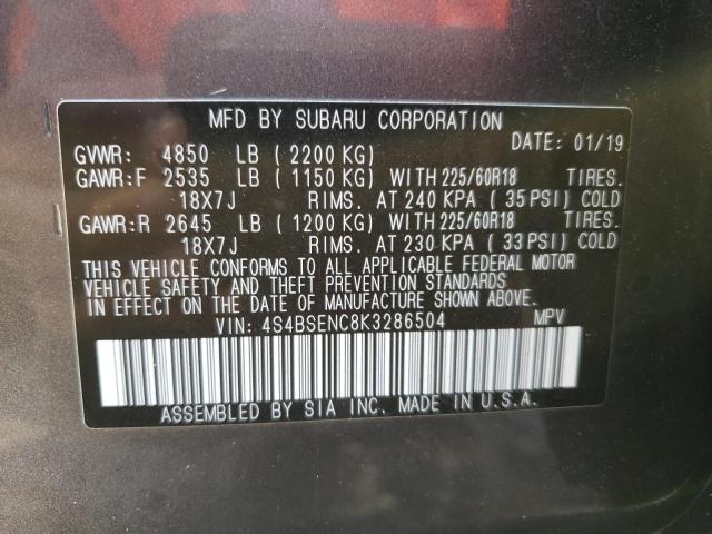 Photo 10 from auction – 2019 SUBARU OUTBACK 3. with VIN 4S4BSENC8K3286504