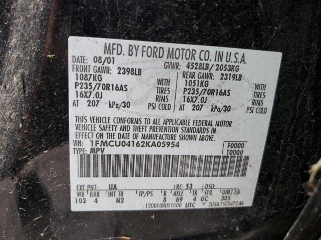 Photo 10 from auction – 2002 FORD ESCAPE XLT with VIN 1FMCU04162KA05954