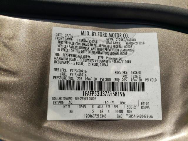 Photo 10 from auction – 2007 FORD TAURUS SE with VIN 1FAFP53U37A158196