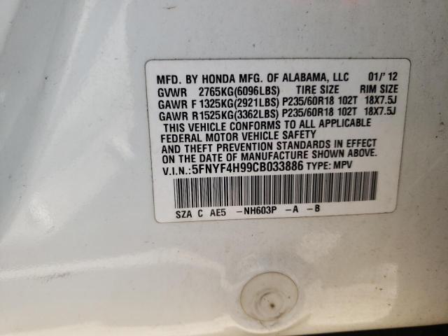 Photo 10 from auction – 2012 HONDA PILOT TOUR with VIN 5FNYF4H99CB033886