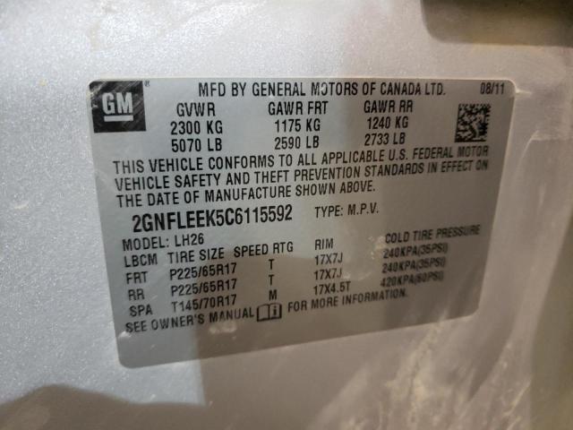 Photo 10 from auction – 2012 CHEVROLET EQUINOX LT with VIN 2GNFLEEK5C6115592
