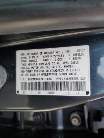 Photo 10 from auction – 2007 HONDA ACCORD EX with VIN 1HGCM56847A183002