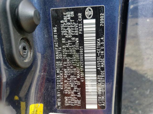 Photo 10 from auction – 2014 TOYOTA CAMRY L with VIN 4T1BF1FK2EU869801