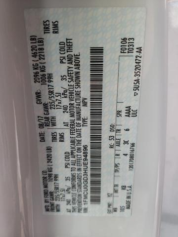 Photo 10 from auction – 2017 FORD ESCAPE SE with VIN 1FMCU0GD3HUE94896