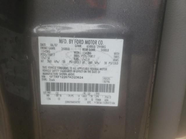 Photo 10 from auction – 2007 FORD F150 with VIN 1FTRF12267KD23624