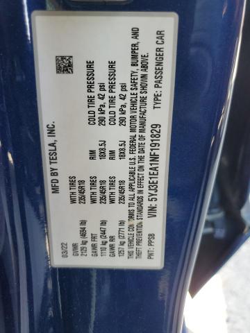 Photo 10 from auction – 2022 TESLA MODEL 3 with VIN 5YJ3E1EA1NF191829
