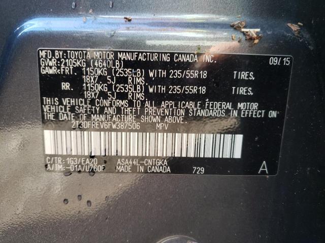 Photo 10 from auction – 2015 TOYOTA RAV4 LIMIT with VIN 2T3DFREV6FW387506