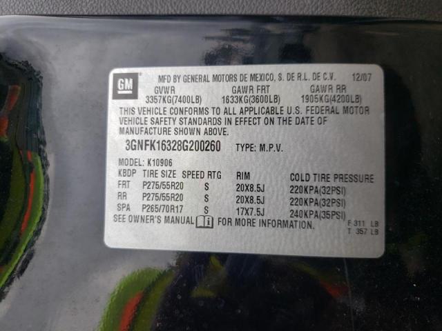 Photo 10 from auction – 2008 CHEVROLET SUBURBAN K with VIN 3GNFK16328G200260