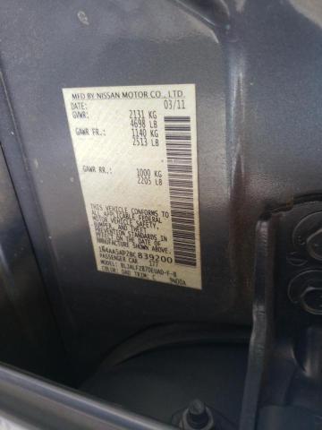 Photo 10 from auction – 2011 NISSAN MAXIMA S with VIN 1N4AA5AP2BC839200