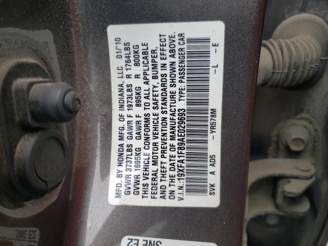 Photo 10 from auction – 2010 HONDA CIVIC EX with VIN 19XFA1F89AE029693