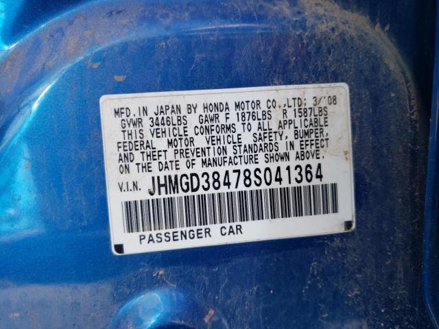 Photo 10 from auction – 2008 HONDA FIT with VIN JHMGD38478S041364
