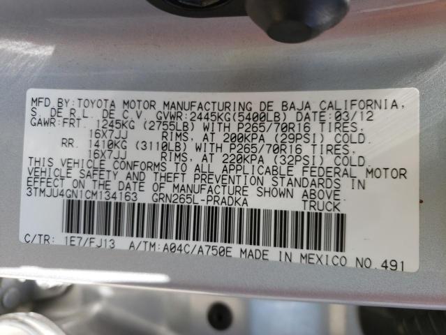 Photo 10 from auction – 2012 TOYOTA TACCOMA with VIN 3TMJU4GN1CM134163