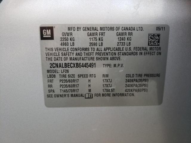 Photo 10 from auction – 2011 CHEVROLET EQUINOX LS with VIN 2CNALBECXB6445491