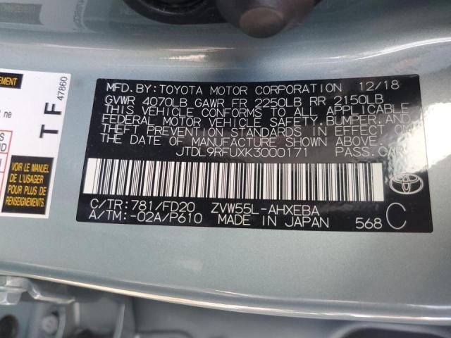 Photo 10 from auction – 2019 TOYOTA PRIUS with VIN JTDL9RFUXK3000171