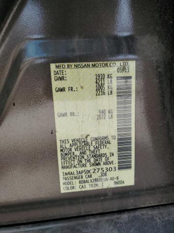 Photo 10 from auction – 2013 NISSAN ALTIMA 2.5 with VIN 1N4AL3AP5DC275303