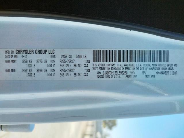 Photo 10 from auction – 2011 JEEP WRANGLER U with VIN 1J4BA3H13BL598200
