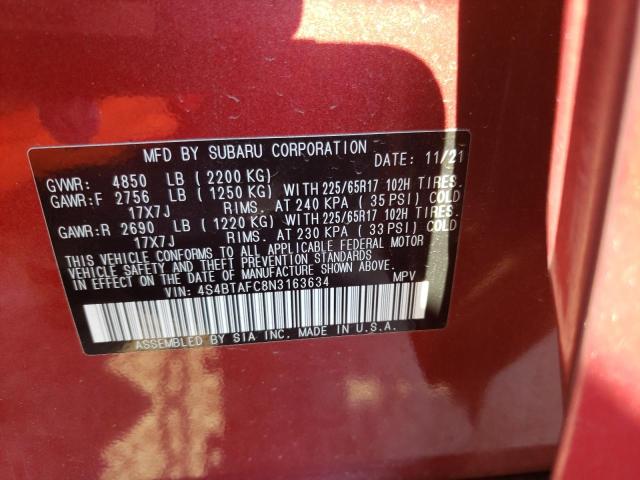 Zdjęcie 10 z aukcji – 2022 SUBARU OUTBACK PR z VIN 4S4BTAFC8N3163634
