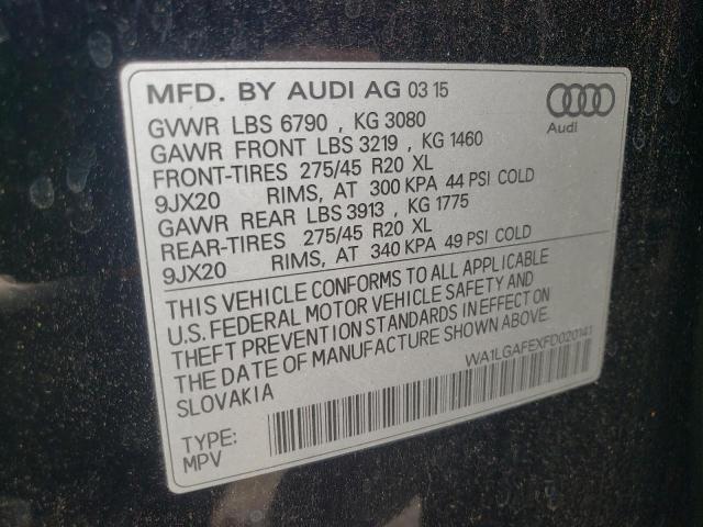 Photo 10 from auction – 2015 AUDI Q7 PREMIUM with VIN WA1LGAFEXFD020141