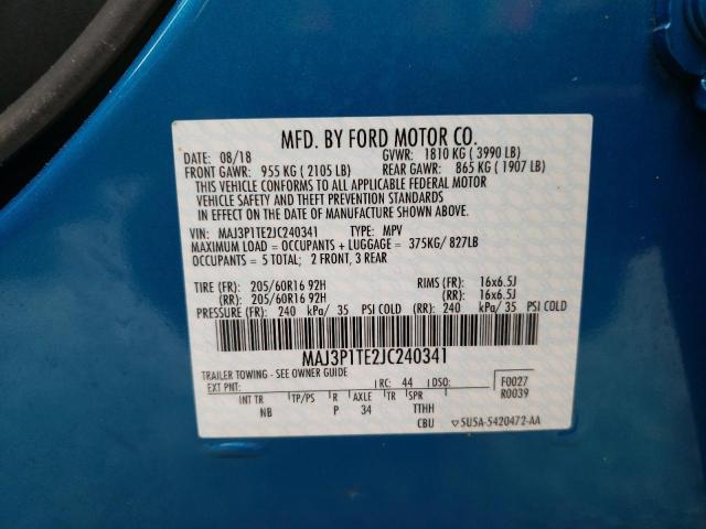 Photo 10 from auction – 2018 FORD ECOSPORT S with VIN MAJ3P1TE2JC240341